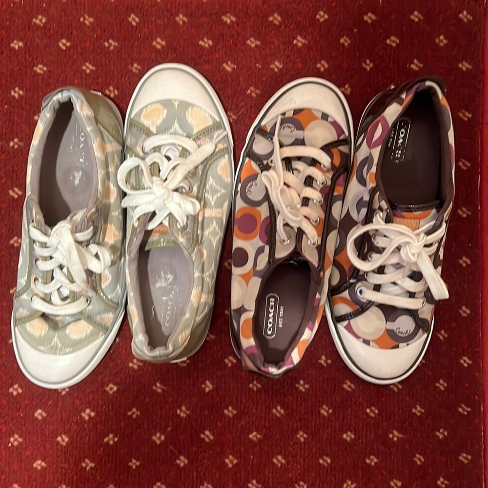 2 pairs of size 8 coach sneakers
